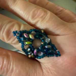 Beaded diamond duo ring